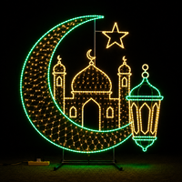 LED-Lichterkette mit Metallrahmen für Moschee-Gehwege, Grün und Gelb, Ramadan-Motiv-Beleuchtung für Plätze, Outdoor-Festival-Dekoration, IP65