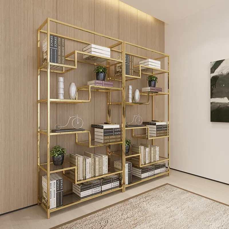 Di lusso moderna libreria Semplice libreria di stile in acciaio inox fatta in casa titolari di stoccaggio moderna rack di stoccaggio