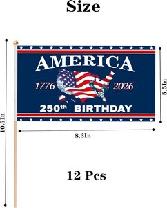 Drapeau de la Ligue des Petits de la Base Américaine pour le 250e anniversaire, en polyester, à tenir à la main, patriotique, pour le 4 juillet, Jour de l'Indépendance, intérieur/extérieur - Product Image 4
