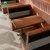 Moderne Nouvelle Arrivée Café Commercial Bois Cuir Restaurant Banc Canapé Meubles Stand Siège Table Chaise pour Café Salle À Manger