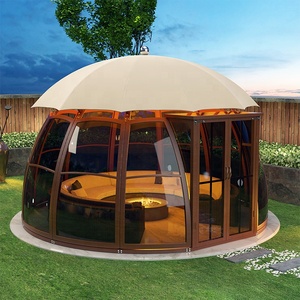Gazebo Mojia Mojia Tc-round con Forma de OVNI, Gazebo Bibo con Forma de OVNI para Exteriores, de Aluminio para Jardín, con Techo de Poliéster y Policarbonato Impermeable - Product Image 3