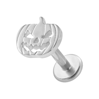 Labret sans filetage en titane G23 personnalisé Superstar, design citrouille, expression grimace, piercing pour la lèvre avant, tendance mariage, piercing corporel