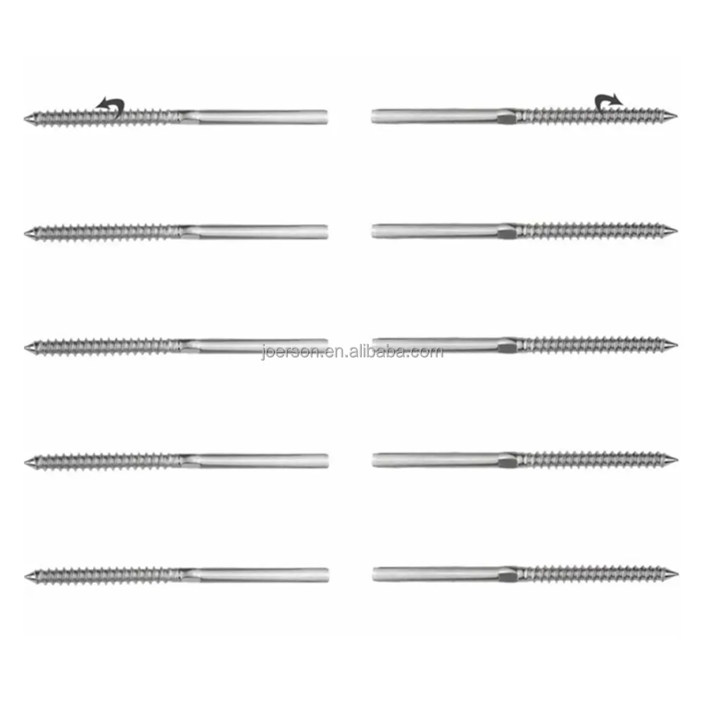 High Quality Stainless Steel Cable Railing kits Right Left Wood Screw Bolt Swage Lag Screws