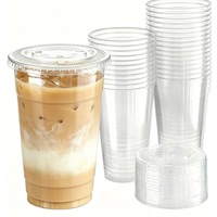 Gobelets jetables personnalisés Fangcan en plastique PET, calibre 98, 20 oz, anti-fuite, simples, pour boissons froides (jus/boissons glacées), pour fêtes et à emporter