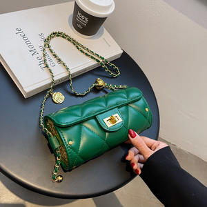 Sac à bandoulière rétro Babylon pour femme, élégant, avec boule dorée, fermeture éclair cylindrique et chaîne diamantée, petit format - Product Image 1