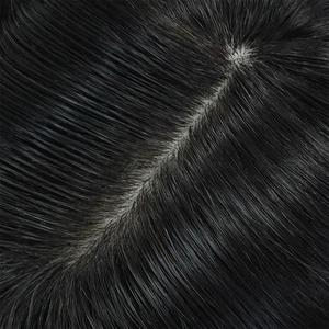 Sistema di Sostituzione <span class=keywords><strong>Capelli</strong></span> Durevole da <span class=keywords><strong>6</strong></span> Pollici con <span class=keywords><strong>Base</strong></span> in Seta e Pizzo Frontale, Toupet in <span class=keywords><strong>Capelli</strong></span> Indiani, Protesi Capillare Professionale per Uomini - Product Image 3