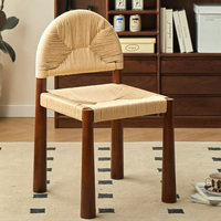 Chaises de salle à manger vintage françaises Vivienne en bois massif, tressées en corde, écologiques, pour la maison, le bureau et le salon