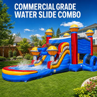 Château gonflable commercial avec toboggan aquatique pour location événementielle