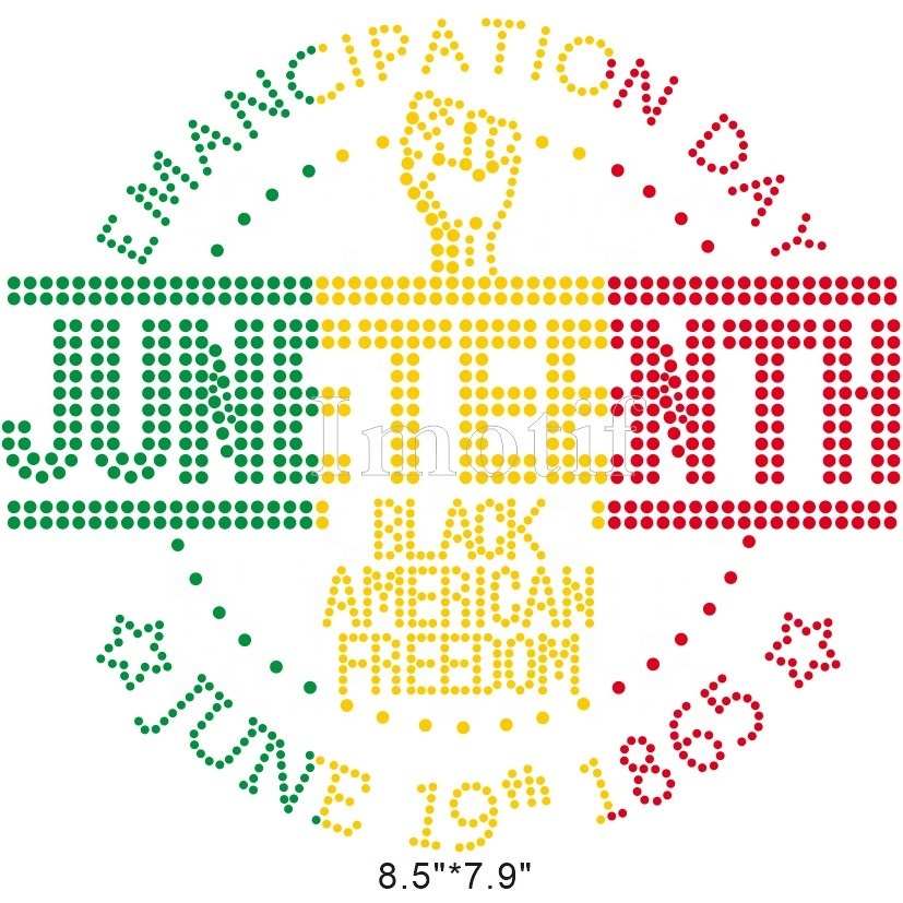 Black History Juneteenth Eisen auf benutzer definierten Strass Motiv Hot Fix Crystal Transfer für DIY Kleidung