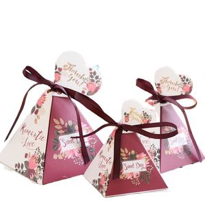 Caja de Regalo para Dulces y Chocolates con Diseño de Flores de Mármol, Ideal para Recuerdos de Boda, con Cinta Decorativa - Product Image 1