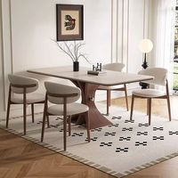 Mesa de comedor de chapa de madera de fresno de escritorio de travertino moderno de mediados de siglo, juego de mesa de comedor rectangular de madera maciza Vintage de estilo italiano