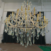 Grand lustre en cristal Led Vintage doré décoratif de luxe européen pour hall d'hôtel