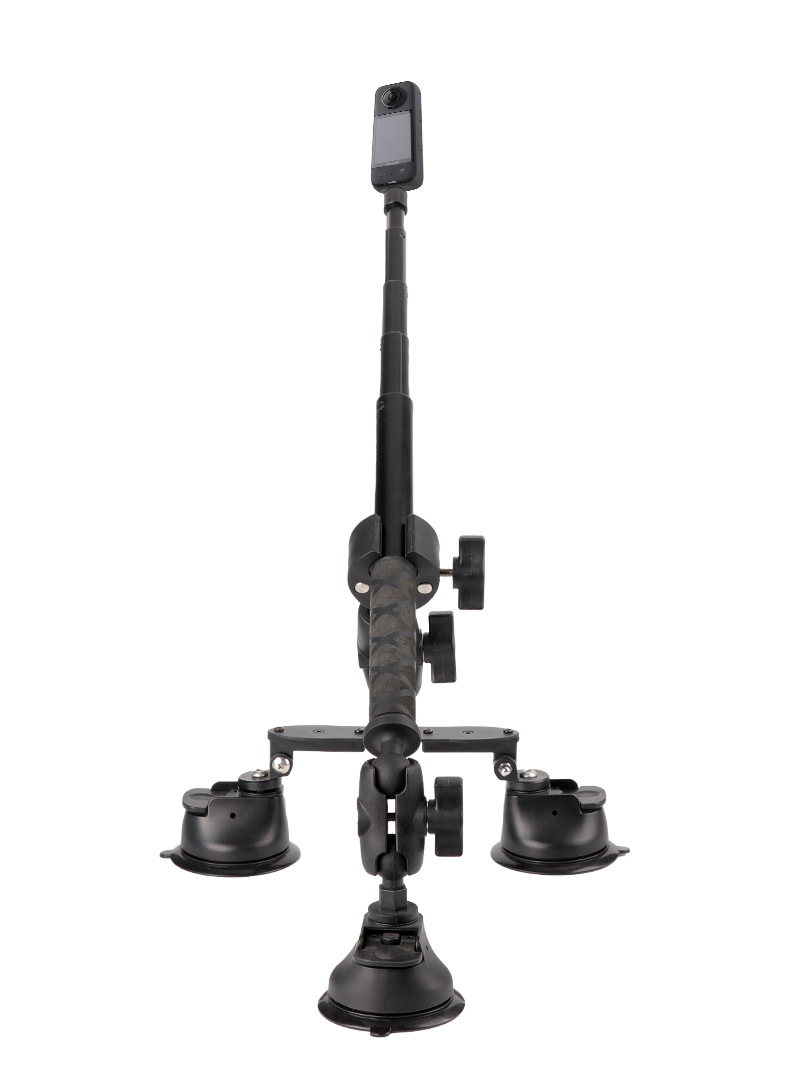 Triple Suction Cup Car Mount Kit Quick Release Outside Windshield Magic Arm Camera Mount with Action Camera Adapter