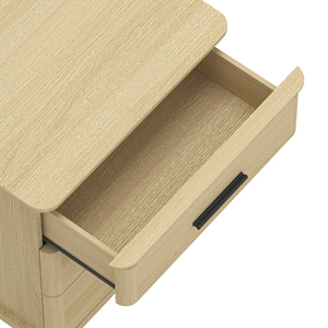Nightstand In Natural Oak Wood With Three <b>Drawers</b> <b>For</b> Bedroom <b>Storage</b> - Product Image 5