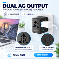 Adaptateur de prise de voyage universel, chargeur GaN 35W avec 3 ports Type-C, 2 ports USB-A, charge rapide multi-ports