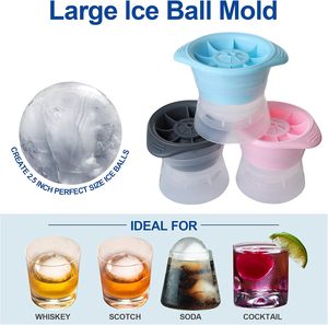 Eco-Friendly Portable Custom Logo Flexible Silicone Round Clear Ice Cube Sphere Mold with Lid for Ice Ball <b>Maker</b> - Product Image 3