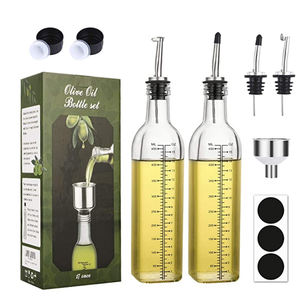 2Pcs Glass <span class=keywords><strong>Oliver</strong></span> & Vinegar 500ml * 2 pour la cuisine avec bec <span class=keywords><strong>S</strong></span>/<span class=keywords><strong>S</strong></span> à ouverture automatique - Product Image 4