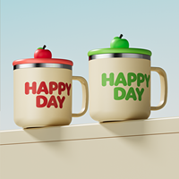 Mug isotherme en acier inoxydable 316 de 400 ml, tasse à café portable, double paroi, isolation thermique, vert et rouge, pour le bureau, cadeau