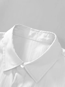 เสื้อเชิ้ตคอปกแขนสั้นสีเบจแฟชั่นลำลองสำหรับผู้ชายใส่ในฤดูร้อนและกางเกงขาสั้นแบบมีเชือกผูก-น้ำหนักเบา - Product Image 2