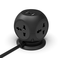 Adaptador de Viaje Extensible Rubik's Cube con Enchufe USB para EE. UU., UE y Reino Unido, Universal, 10A, Plástico