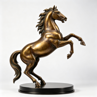 Statue décorative antique grandeur nature en métal argenté, cuivre, bronze, laiton, représentant un chevalier à cheval