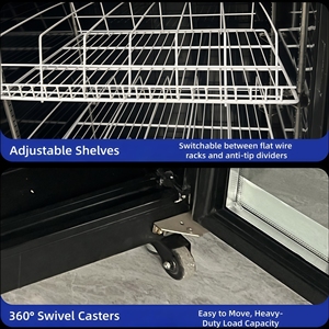 Enfriador de Bebidas Vertical Moderno con 3 Puertas de Vidrio, Ruedas Giratorias, Pantalla Completa y Refrigeración por Aire para Tiendas de Conveniencia - Product Image 5