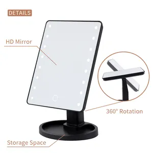 Makeup Mirror with Lights, Lighted Up Mirror with Touch Screen Switch, 180 Degree Rotation with 16 LED lights