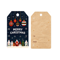 Étiquettes en papier décoratives de Noël, motif mignon de Père Noël, de traîneau et d'ours, étiquette cadeau de Noël pour la décoration des cadeaux de fête