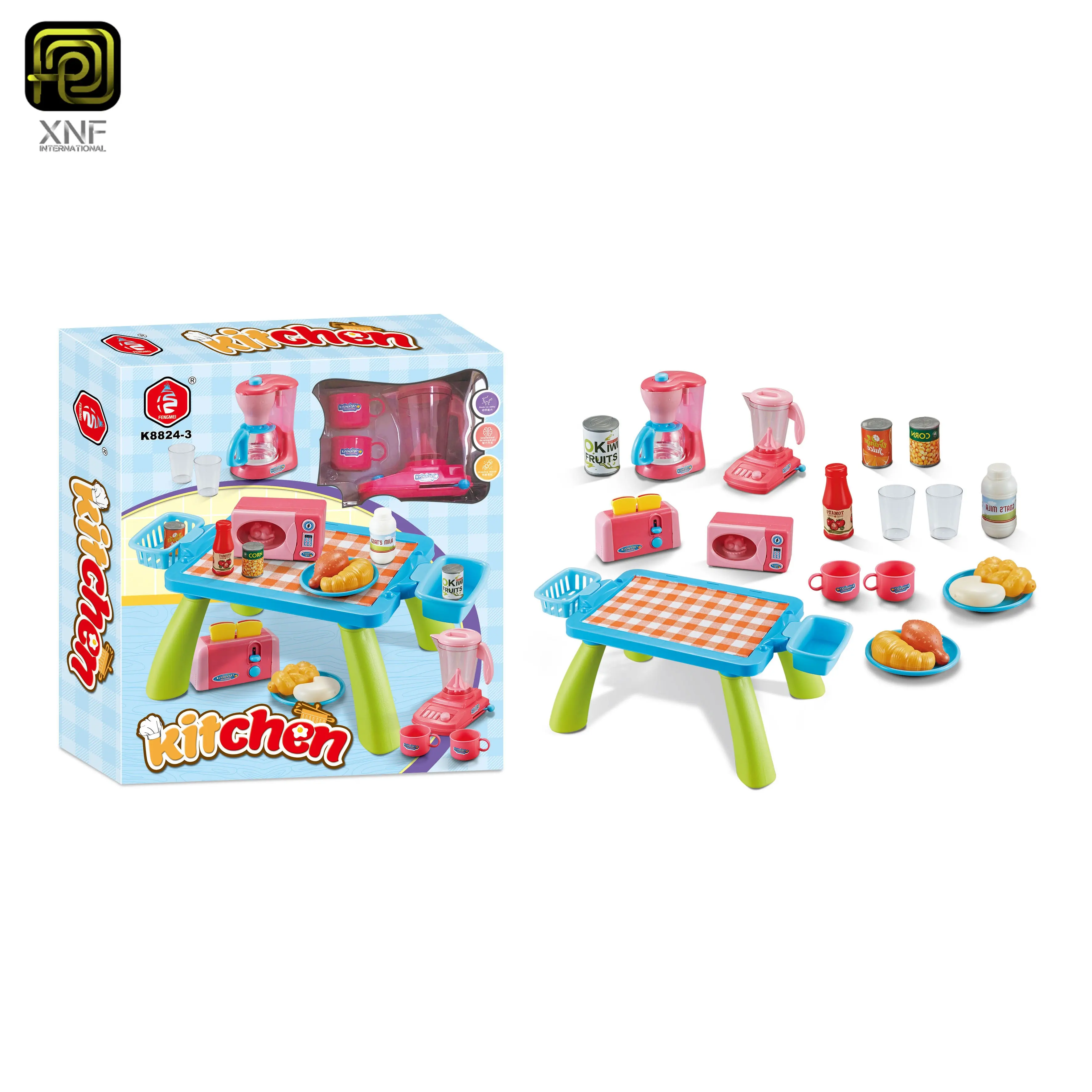 Girls plastic cooking table kids kitchen set toy pretend play set home kitchen toys