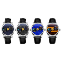 Reloj de Pulsera de Marca Privada Personalizado, Reloj Automático con Horas Indicadoras, Caja de Acero Inoxidable 316L, Esfera de Piedra Meteorito y Correa de Cuero