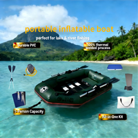 Bateau de pêche gonflable en PVC B1751B de 1,75 m (5,7 pi) sans colle, procédé de soudage à 100 %, résistant aux UV du soleil et à l'eau de mer, avec seau de 12 L