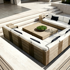 Mesa de Centro de Madera de Teca de Grado A, Estilo Moderno y Minimalista, Directo de Fábrica, con Unión de Precisión para Proyectos de Villas de Lujo - Product Image 1