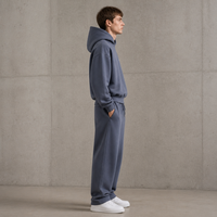 Sweat à capuche Premium 360 GSM gris clair délavé à l'acide pour homme, coupe ample en coton épais, style streetwear vintage, avec impression en relief