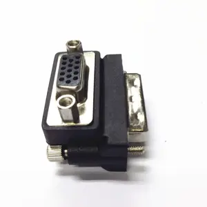 DVI erkek VGA DB15 kadın 90 derece konnektör adaptörü