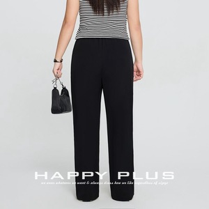 Pantalon large taille haute pour femme Happy Plus, grande taille, noir/gris, épaisseur moyenne, N8872, printemps/automne - Product Image 3