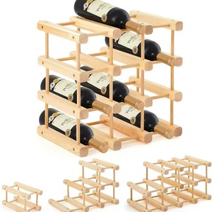Wooden Wine Rack 4 Layers Solid Wood <b>Desktop</b> Display Rack For Home Living Room - Product Image 1