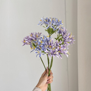 Artificial Agapanthus Flowers <b>Silk</b> High Simulation Home Decoration Floral Arrangement White Blue Purple Orange Rose <b>Red</b> - Product Image 4