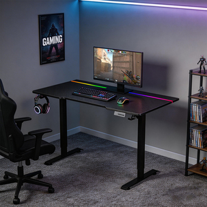 <span class=keywords><strong>Bureau</strong></span> de jeu inclinable à moteur unique haut de gamme avec surface texturée de haute technologie et éclairage LED RGB pour studio de <span class=keywords><strong>gamer</strong></span> moderne - Product Image 1