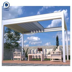 Pabellón de aluminio retráctil automático con techo solar y cenador enrollable y <span class=keywords><strong>cortinas</strong></span> de cenador <span class=keywords><strong>para</strong></span> patios - Product Image 1