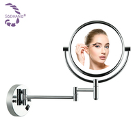 Miroir de salle de bain double face rond mural grossissant 3x/5x/7x/10x de 8 pouces avec éclairage LED pour hôtel et maquillage – Vente en gros