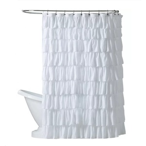 2023 Hot Bestselling Products <strong>Cheap</strong> Bulk Wholesale Fancy Design Turquoise Ruffle <strong>Shower</strong> <strong>Curtain</strong> - Product Image 1