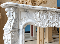 Cheminée en marbre de luxe, grande dalle sculptée à la main en pierre naturelle, design traditionnel poli pour la décoration intérieure du salon