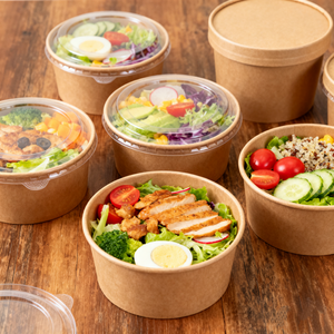 Disposable Custom Recyclable Kraft Paper 26oz Craft Paper Bowl Waterproof Salad Noodle Bowl - Product Image 4