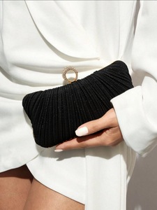 High Fashion Square Polyester Glitter Pleats <b>Clutch</b> Bag Socialite Party Send Rival Dinner Bridal Bag - Product Image 1