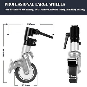 Supporto per Treppiede in Acciaio Inox con Ruote, Binario di Supporto per <span class=keywords><strong>Fotografia</strong></span>, Slider per <span class=keywords><strong>Macchina</strong></span> Fotografica, Diametro 25mm, Set da 3 Pezzi - Product Image 6