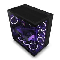 Boîtier d'ordinateur de jeu NZ H9 Flow Black Mid Tower ATX avec 4 ventilateurs, ports USB avant, construction en acier, en stock