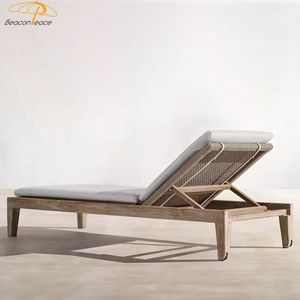 Kursi pantai kayu jati lipat kualitas Premium kursi santai kayu jati kursi panjang matahari luar ruangan untuk sisi kolam - Product Image 4