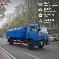 Мусоровоз с крюковым погрузчиком RHD, 12 м³, Dongfeng D530, 190 л.с., Евро-3, колесная база 4500 мм, полная масса 18 т, 4x2, механическая коробка передач, поворотный кран