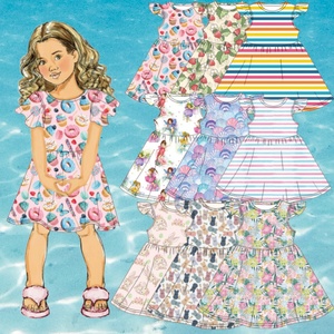 Vestido Informal con Volantes y Mangas con Volantes para Niñas Pequeñas Yiyuan, Vestido <span class=keywords><strong>de</strong></span> Verano para Niñas Pequeñas, Vestido <span class=keywords><strong>de</strong></span> Playa, 2-7 Años, Estampados Personalizados - Product Image 1
