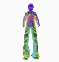 Costume LED Lumineux pour Homme, Style Marcheur sur Échasses, Tenue de Spectacle RGB à Couleurs Changeantes, Coton, avec Casque, Design Futuriste, pour Spectacles Ethniques Chinois